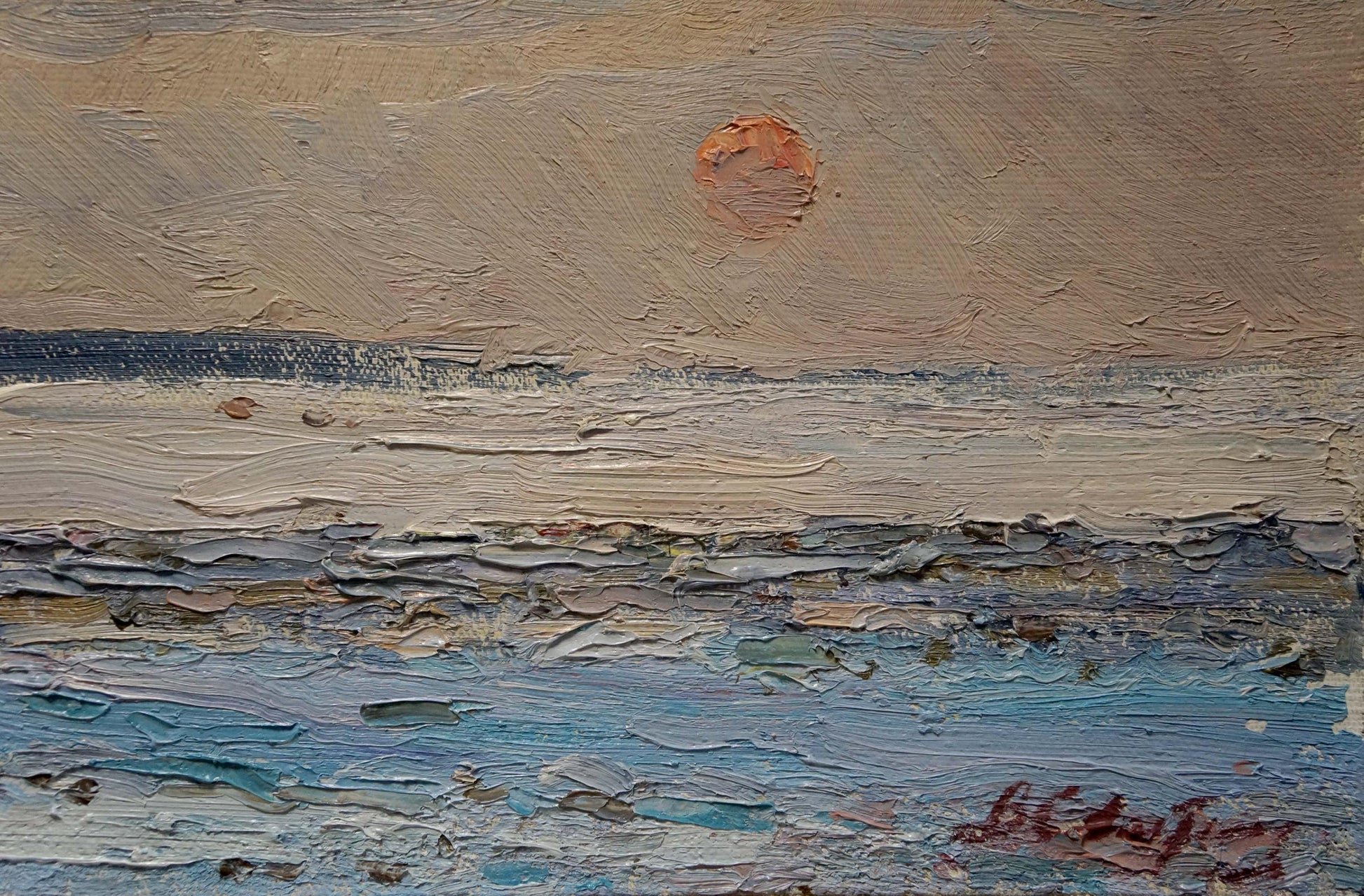Oil painting of sea sunset landscape by Sevastyanov Viktor Grigorievich