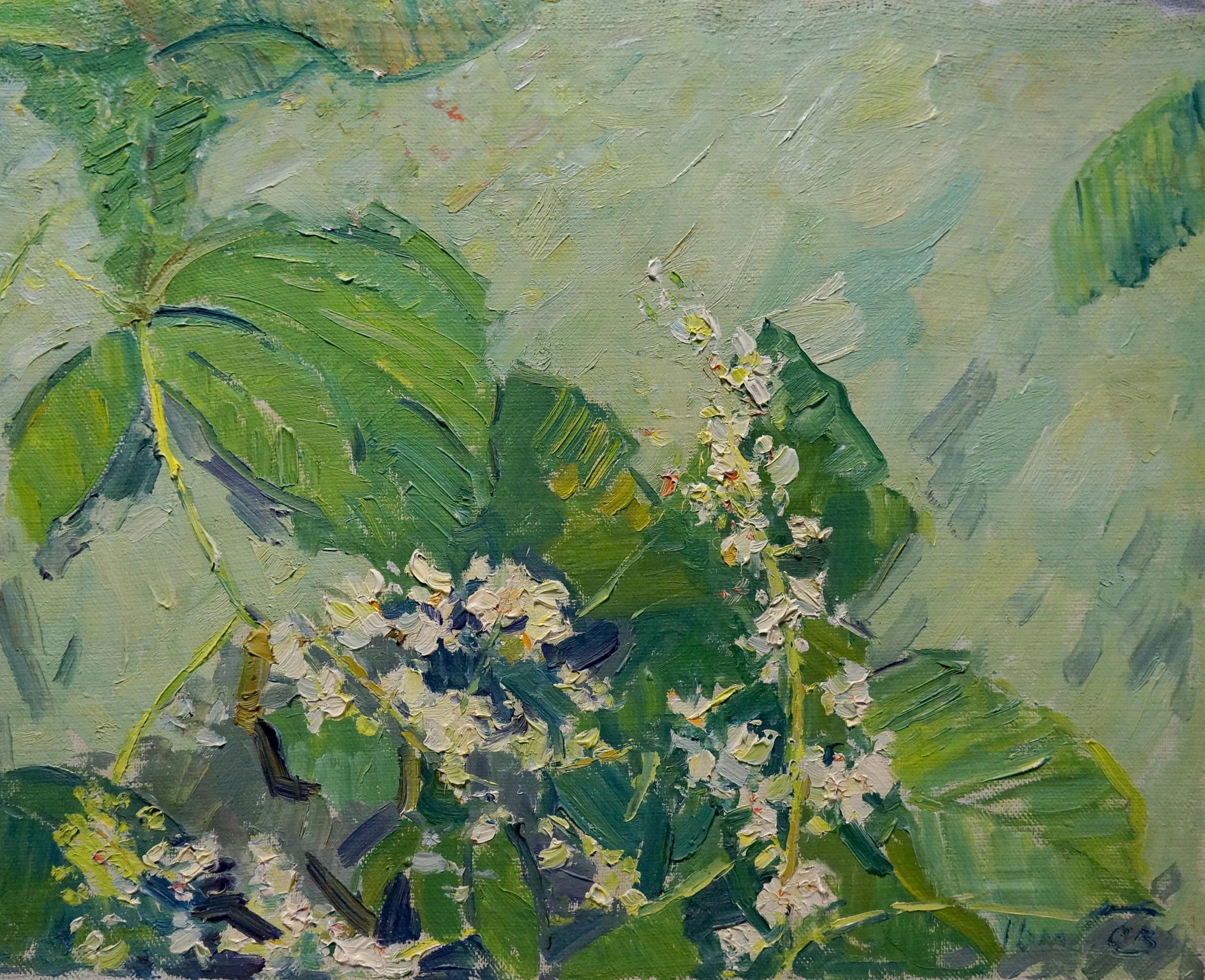 Vibrant impressionist oil painting of flowers by Sevastyanov Viktor Grigorievich