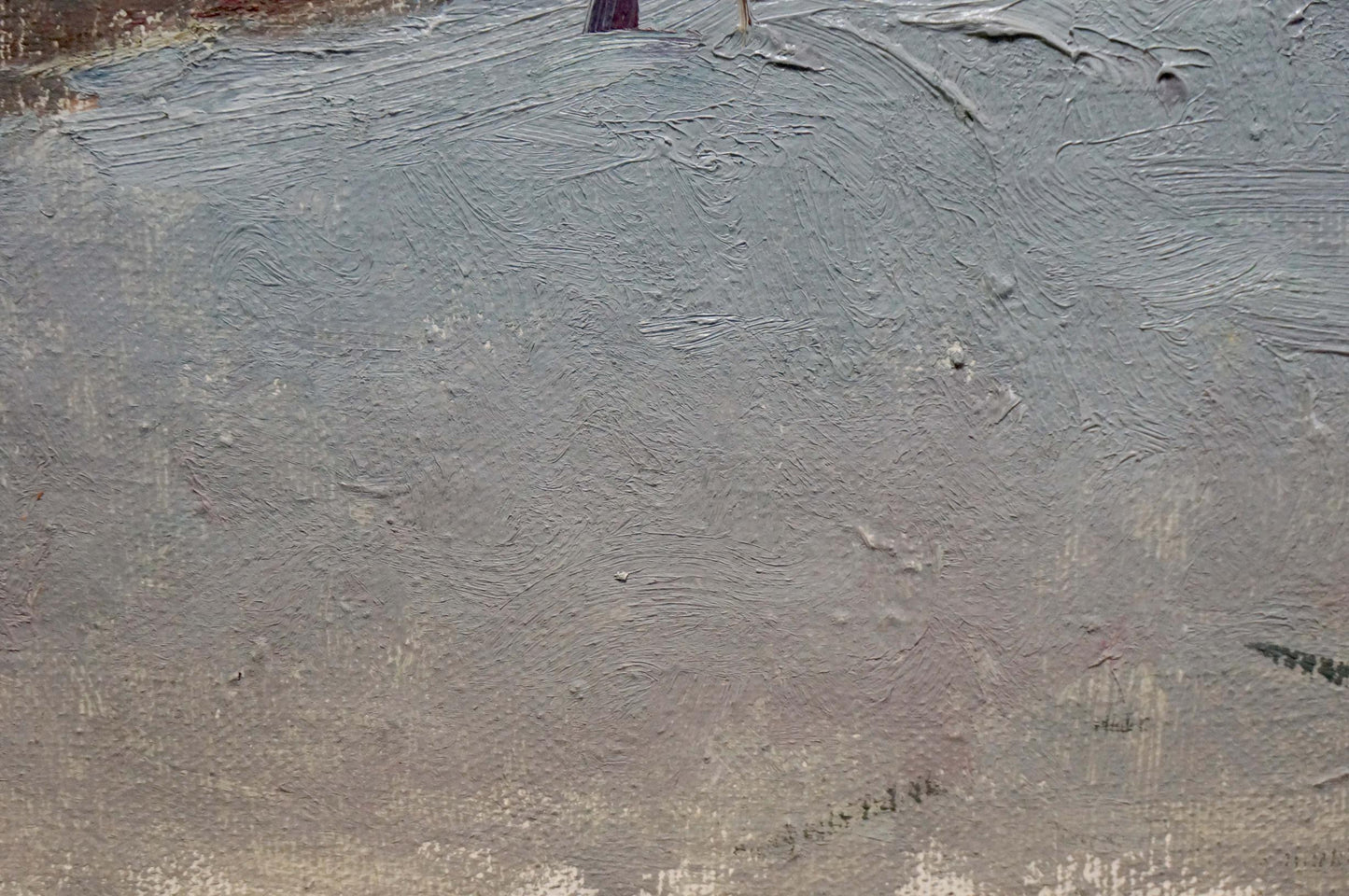 Oil painting Its a nasty day by Sevastyanov Viktor Grigorievich textured gray surface