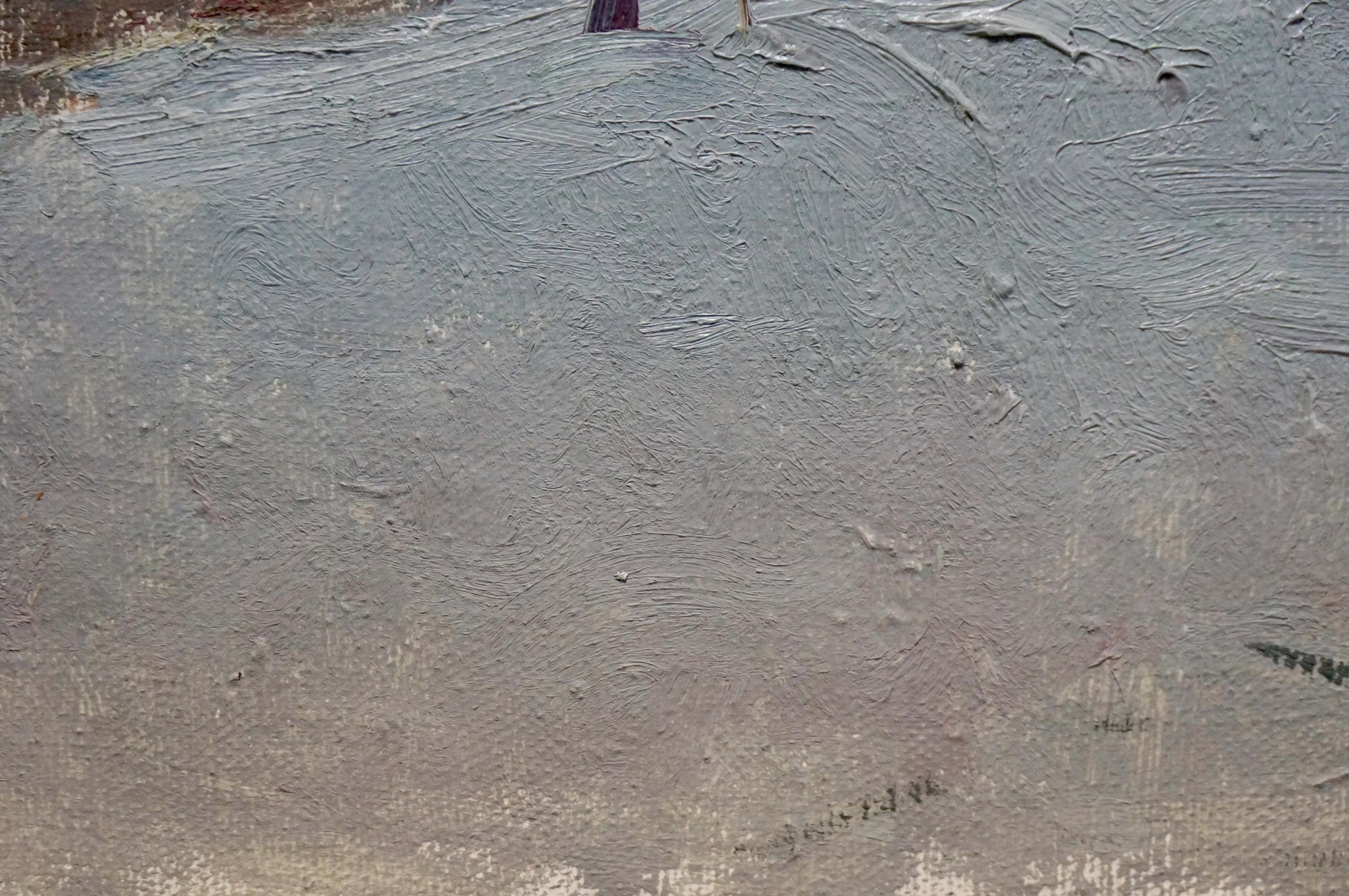Oil painting Its a nasty day by Sevastyanov Viktor Grigorievich textured gray surface