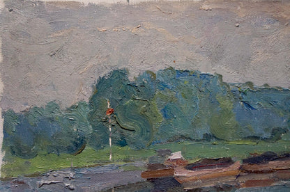 Oil painting Its a nasty day by Sevastyanov Viktor Grigorievich serene landscape