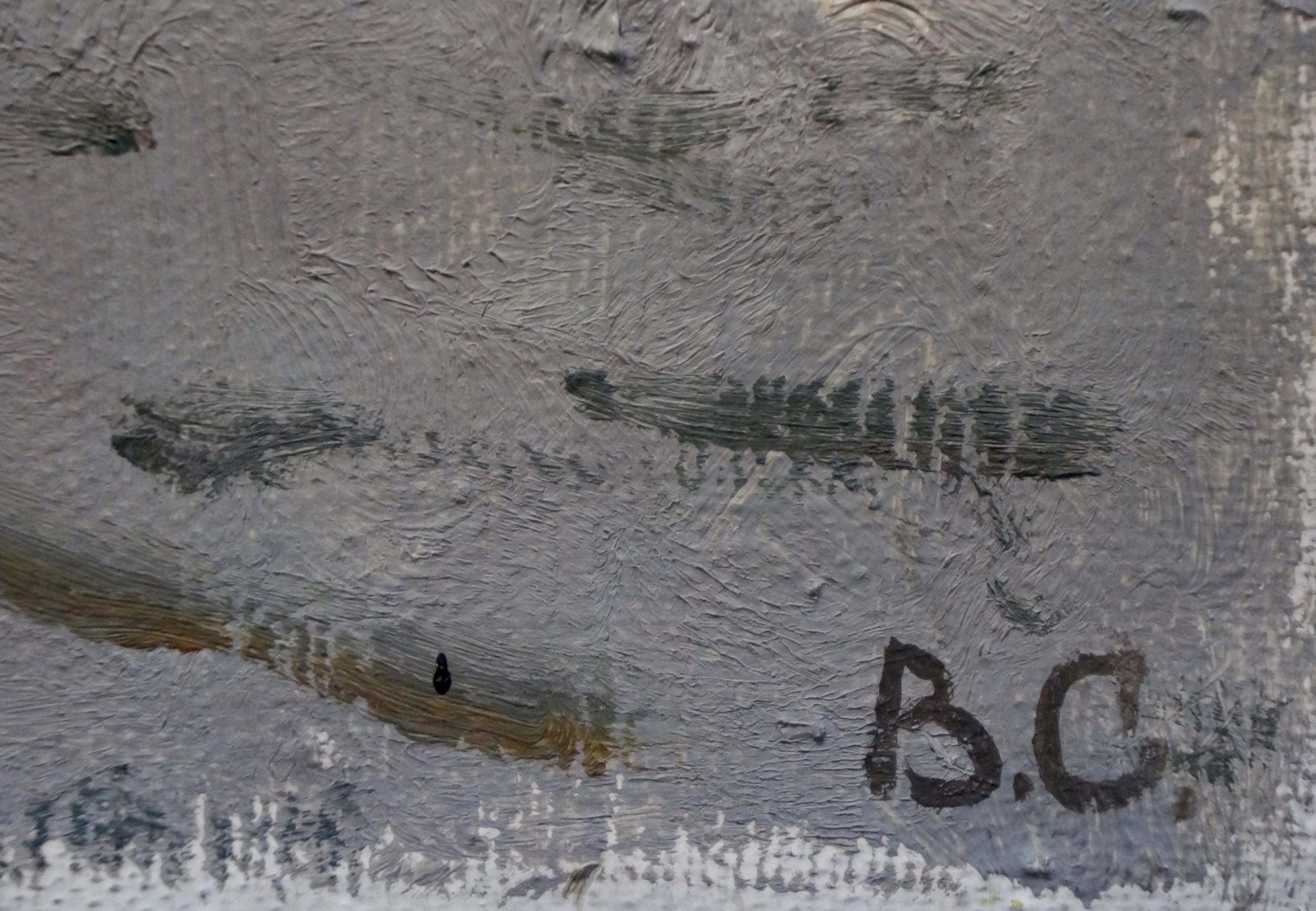 Oil painting Its a nasty day by Sevastyanov Viktor Grigorievich textured gray surface