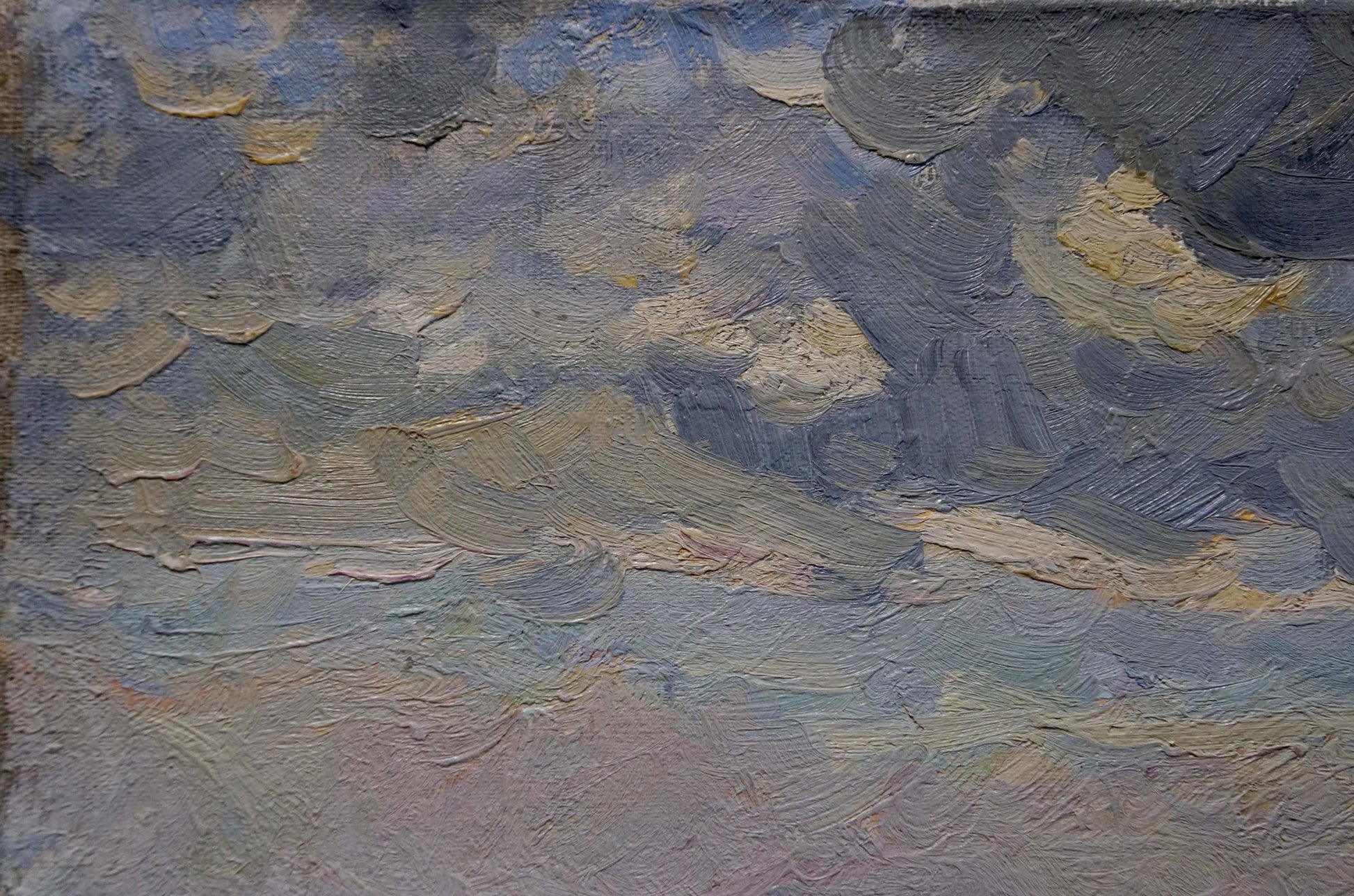 Textured oil painting by Sevastyanov Viktor Grigorievich: moody In field sky