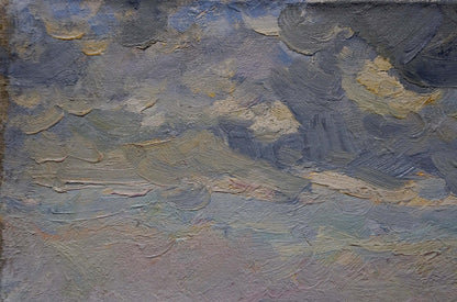 Textured oil painting by Sevastyanov Viktor Grigorievich: moody In field sky