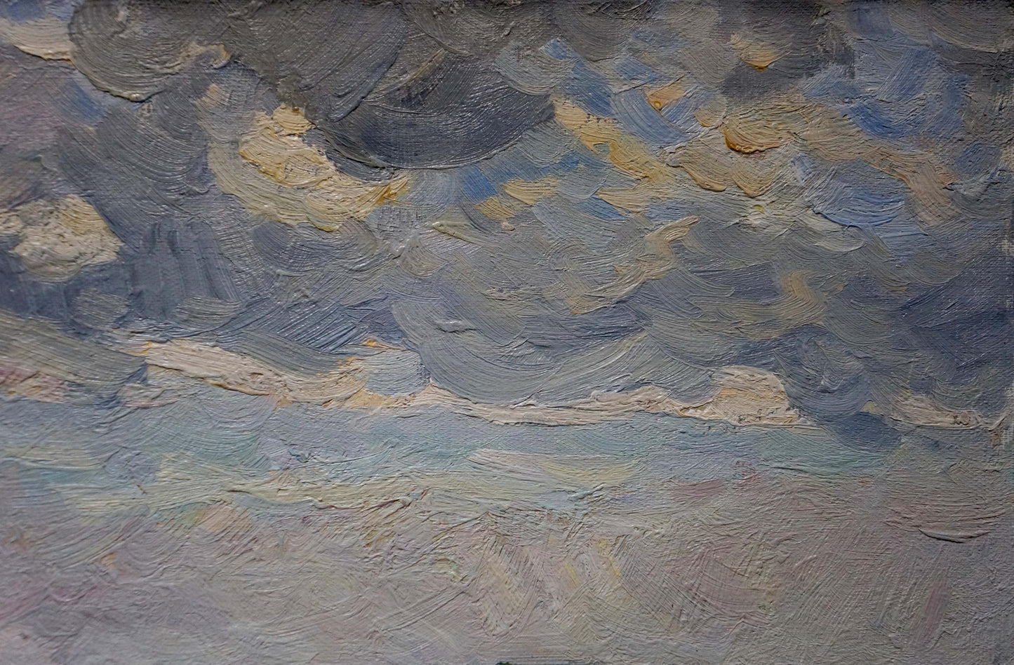 Oil painting In field by Sevastyanov Viktor Grigorievich with dynamic sky