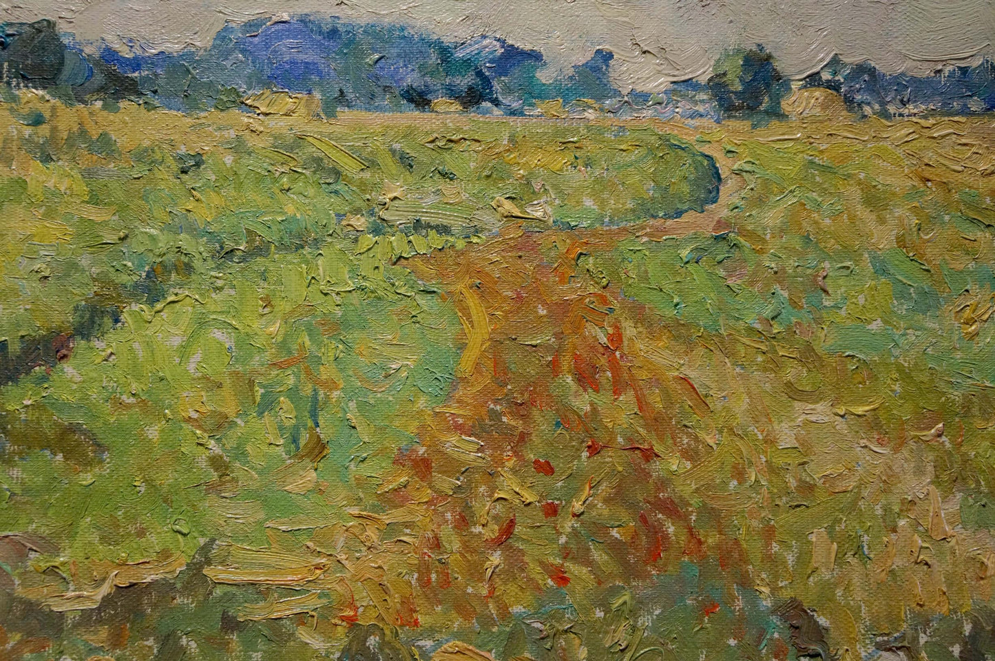 Impasto oil painting by Sevastyanov Viktor Grigorievich: winding path through vibrant fields
