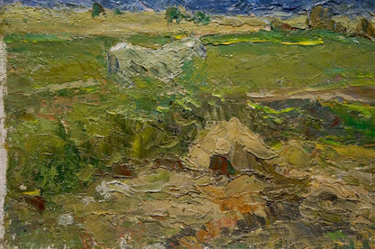 Impasto oil painting by Sevastyanov Viktor Grigorievich, overcast landscape