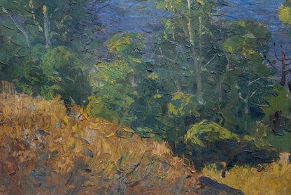 Oil painting of river landscape forest by Egorov Boris Kuzmich