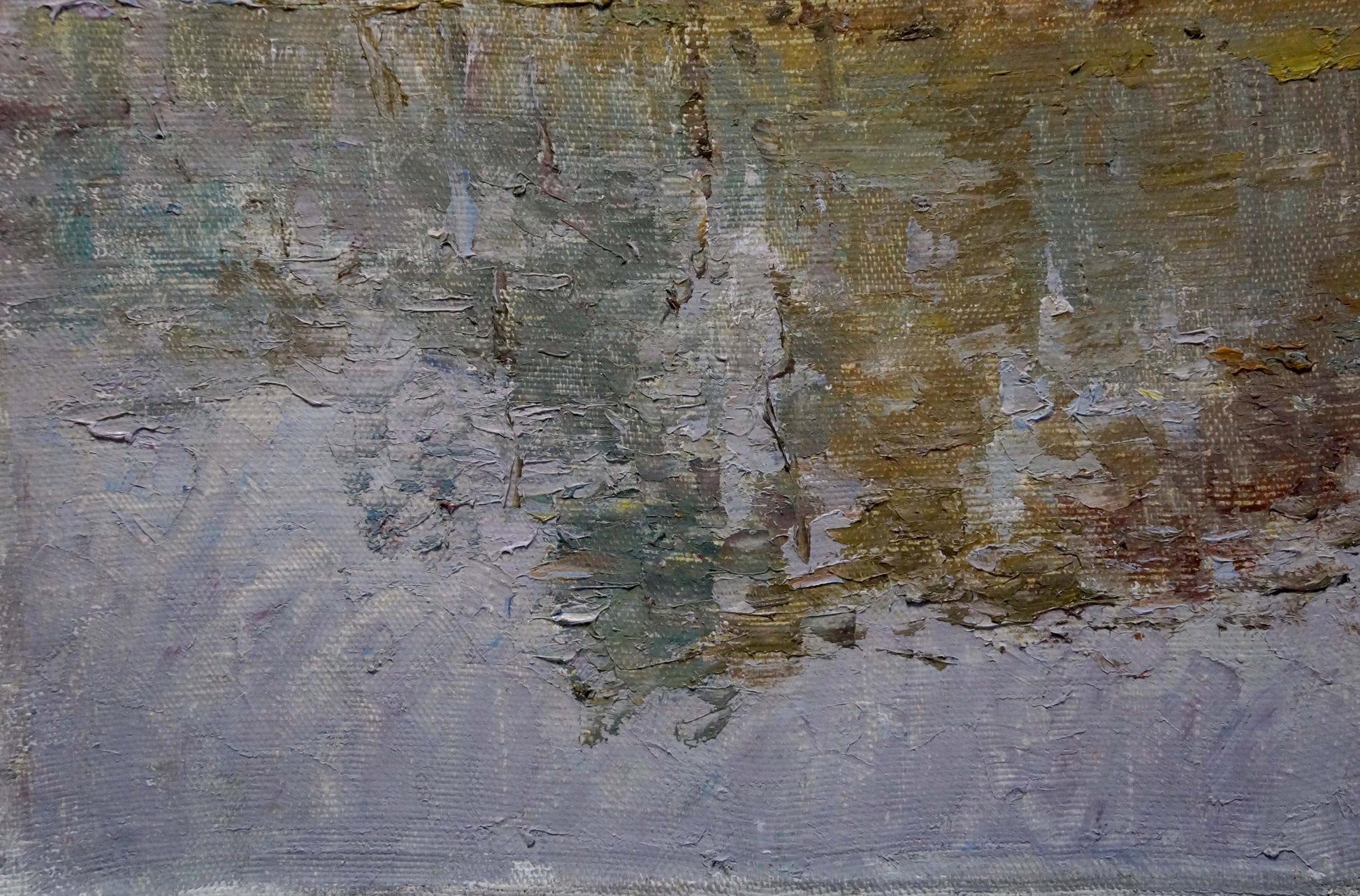 Abstract textured oil painting of forest landscape by Sevastyanov Viktor Grigorievich