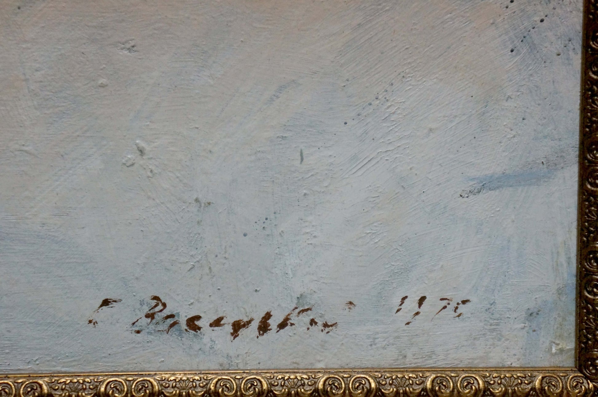 Oil painting Winter landscape by Vasetsky Grigory Stepanovich in light blue textured frame