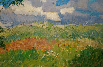 Vibrant hot summer landscape oil painting by Viktor Sevastyanov