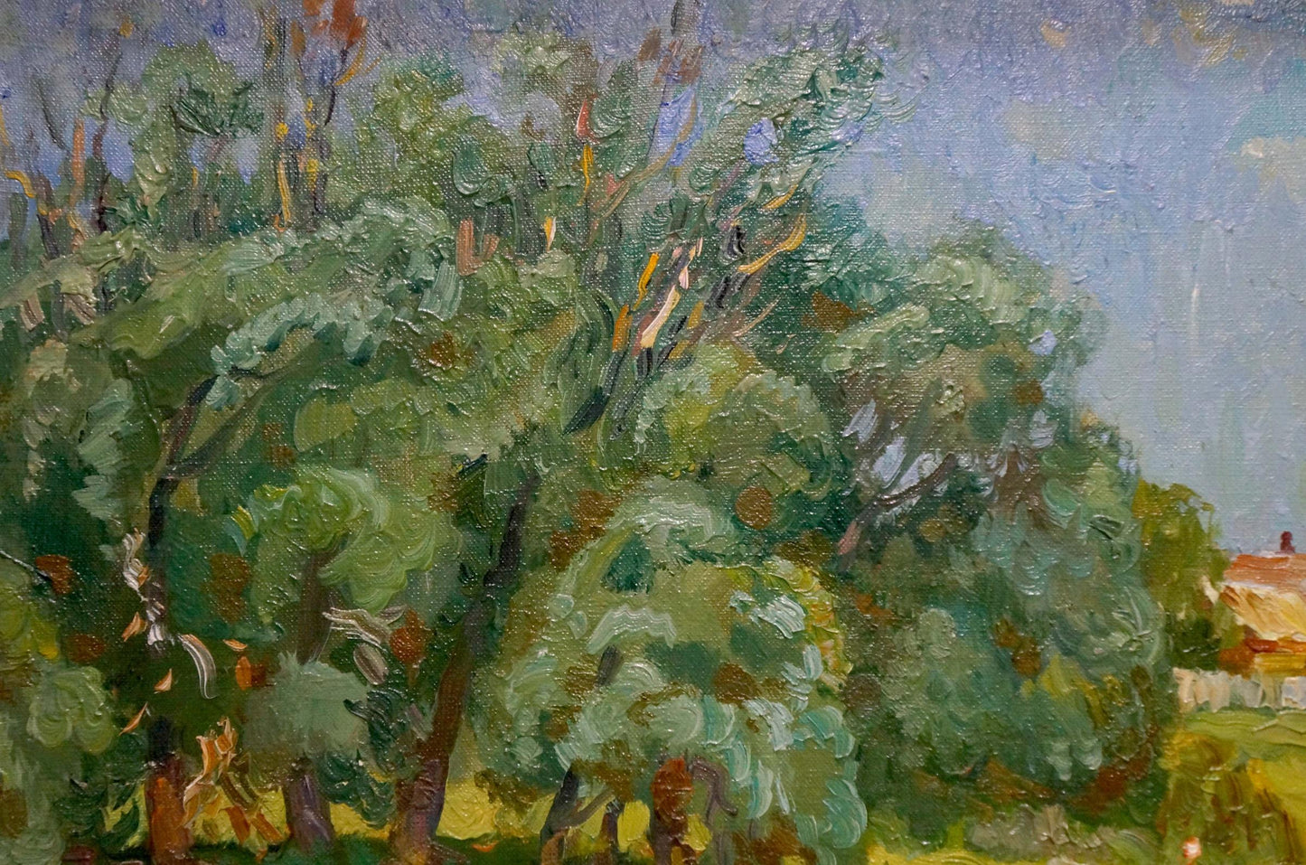 Oil painting of lush green summer landscape by Mynka Alexander Fedorovich
