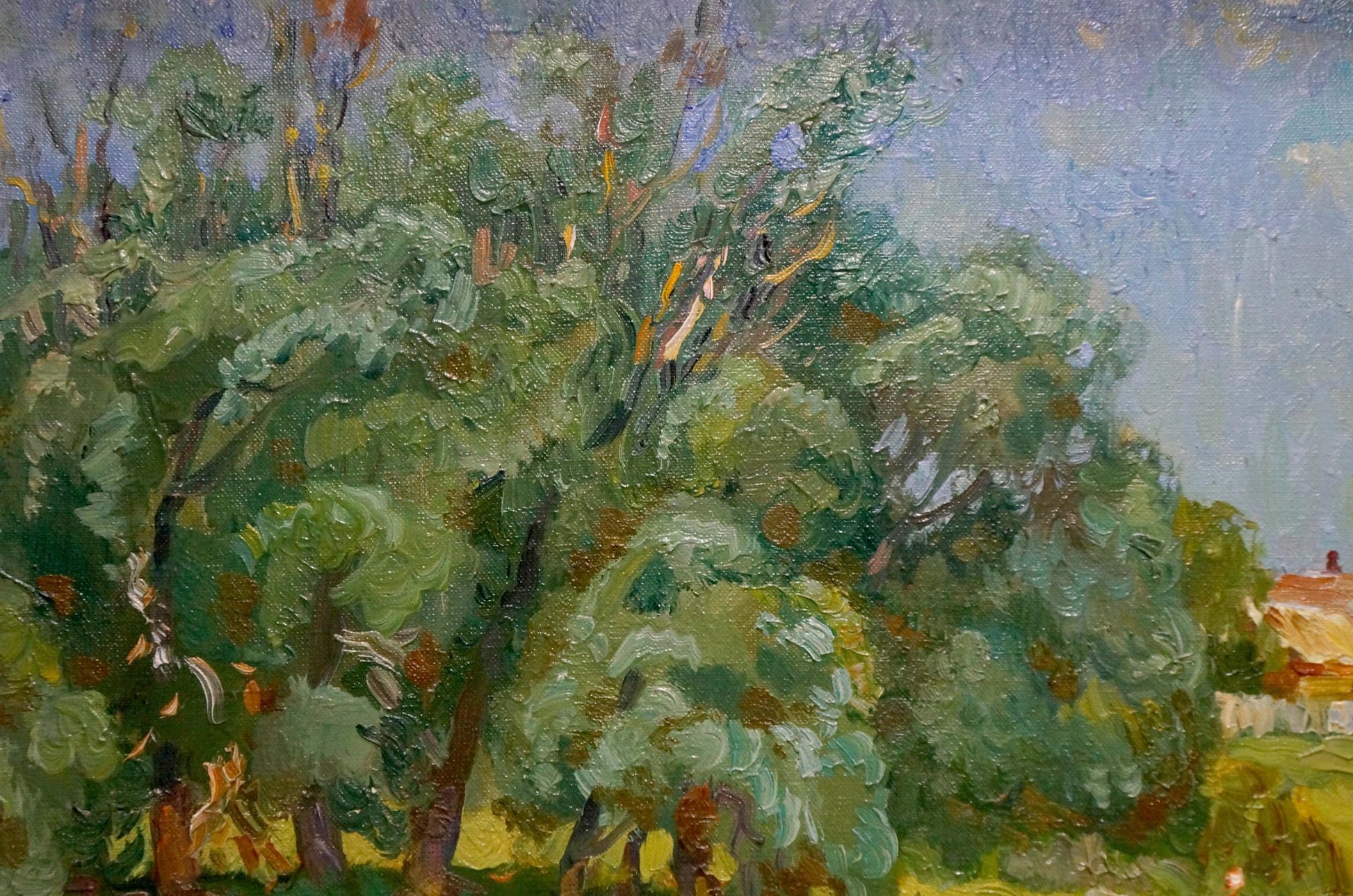 Oil painting of lush green summer landscape by Mynka Alexander Fedorovich