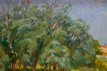 Oil painting of lush green summer landscape by Mynka Alexander Fedorovich