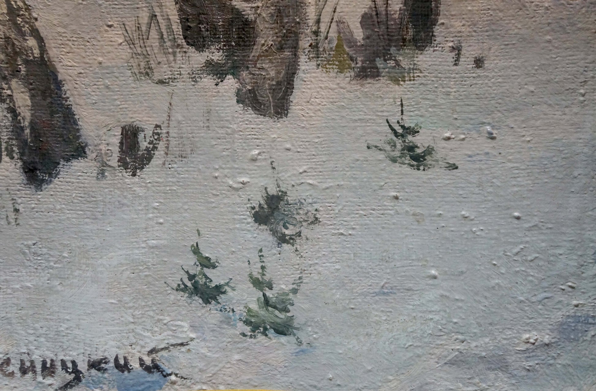 Oil painting of snowy winter forest landscape by Plamenitsky Anatoly Alexandrovich