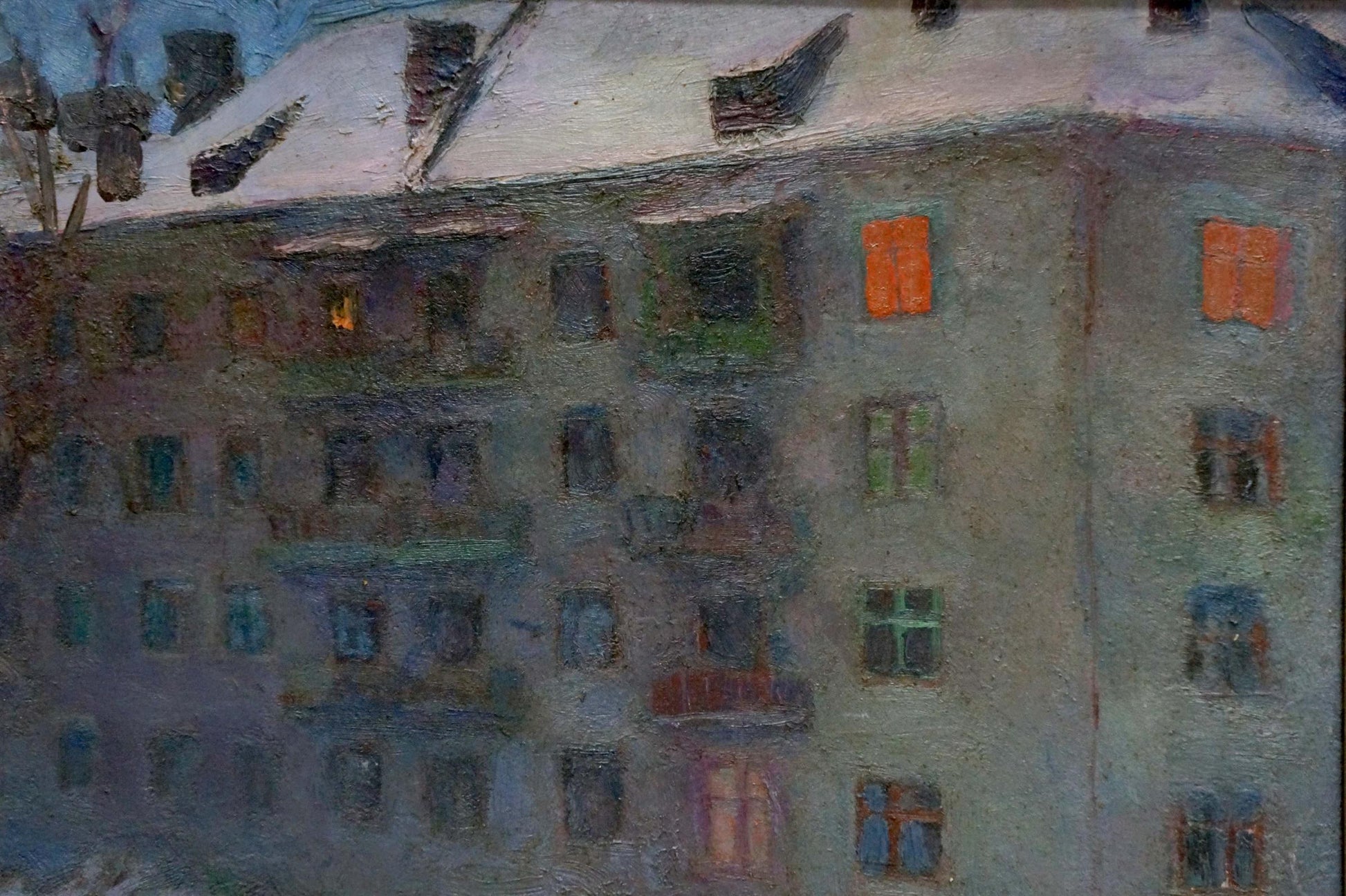 Oil painting of snowy cityscape by Filatova Tanya