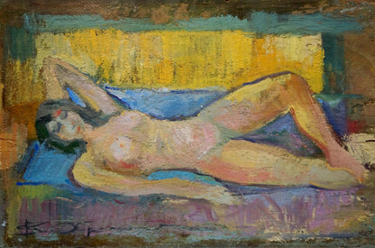 Oil painting portrait of female figure by Valentin Dmitrievich Khrushch