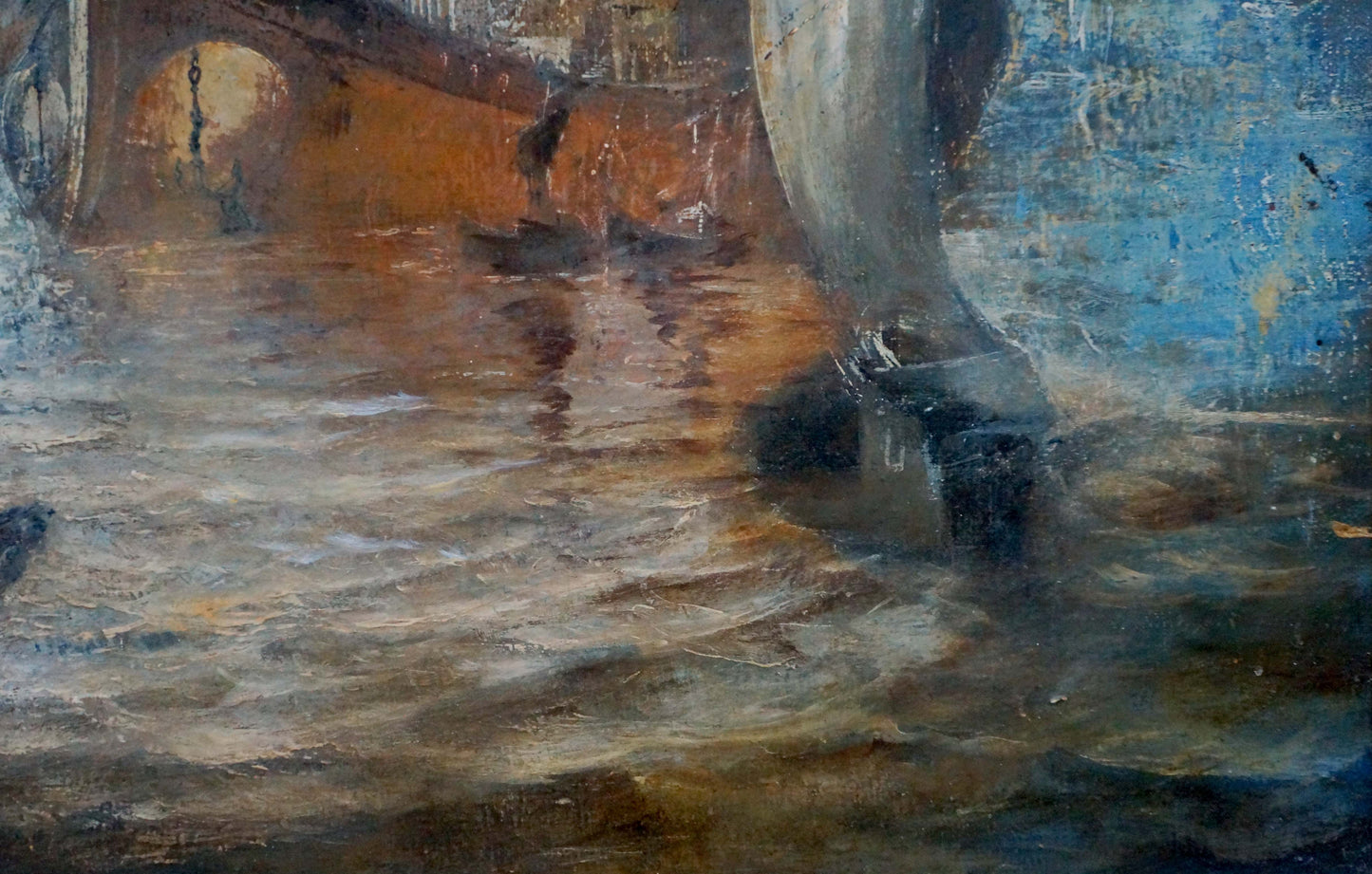 Abstract oil painting of City on the ship Zebek by Vladimir Evgenyevich