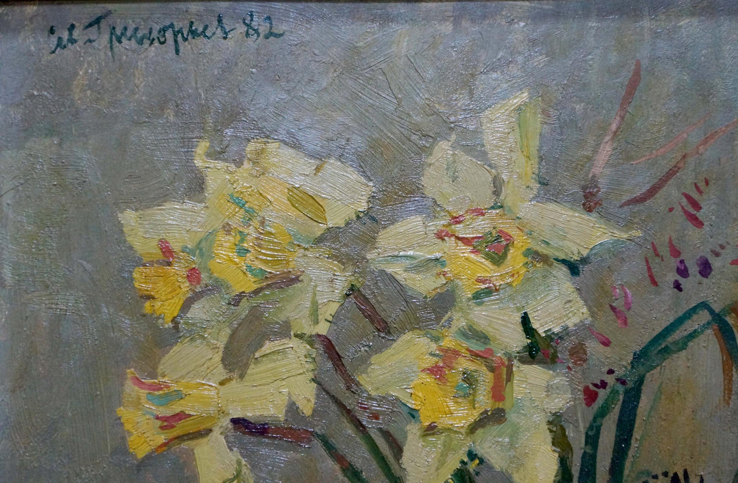 Oil painting of yellow daffodils by Grigoryev Sergey Alekseevich, 1982