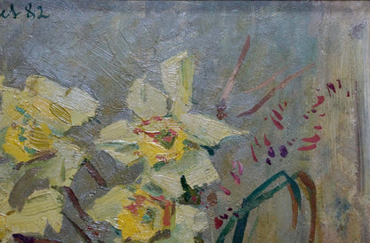Oil painting Still life by Grigoryev Sergey Alekseevich: vibrant yellow daffodils