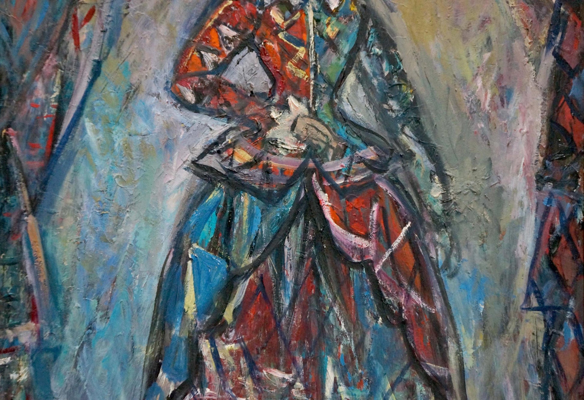 Oil painting Before the Performance by Lushin Alexander Fedorovich, vibrant abstract figure