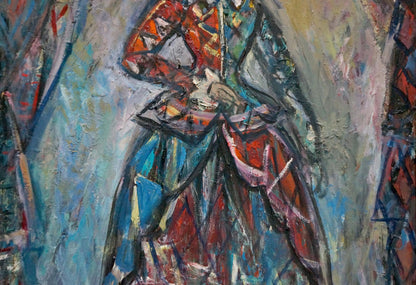 Oil painting Before the Performance by Lushin Alexander Fedorovich, vibrant abstract figure