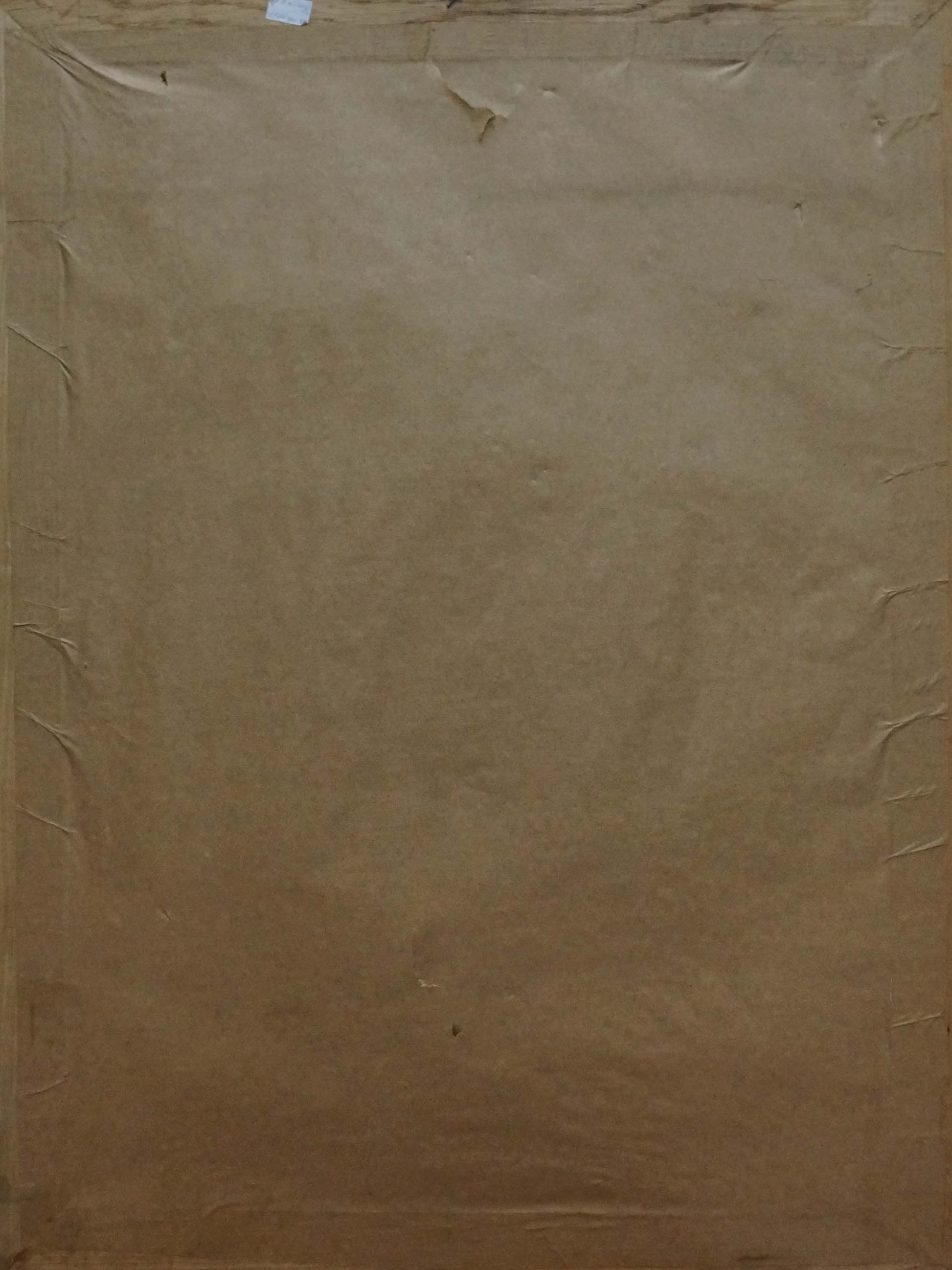 Back of Oil painting Washing Chakov with brown paper taped to surface