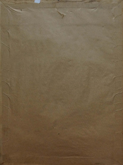 Back of Oil painting Washing Chakov with brown paper taped to surface