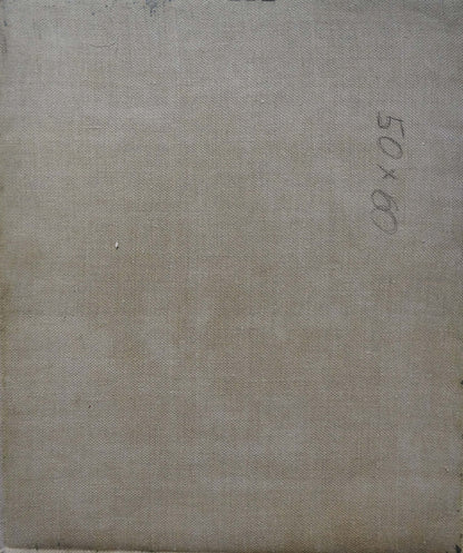 Back of oil painting Minka Alexander Fedorovich on beige linen canvas