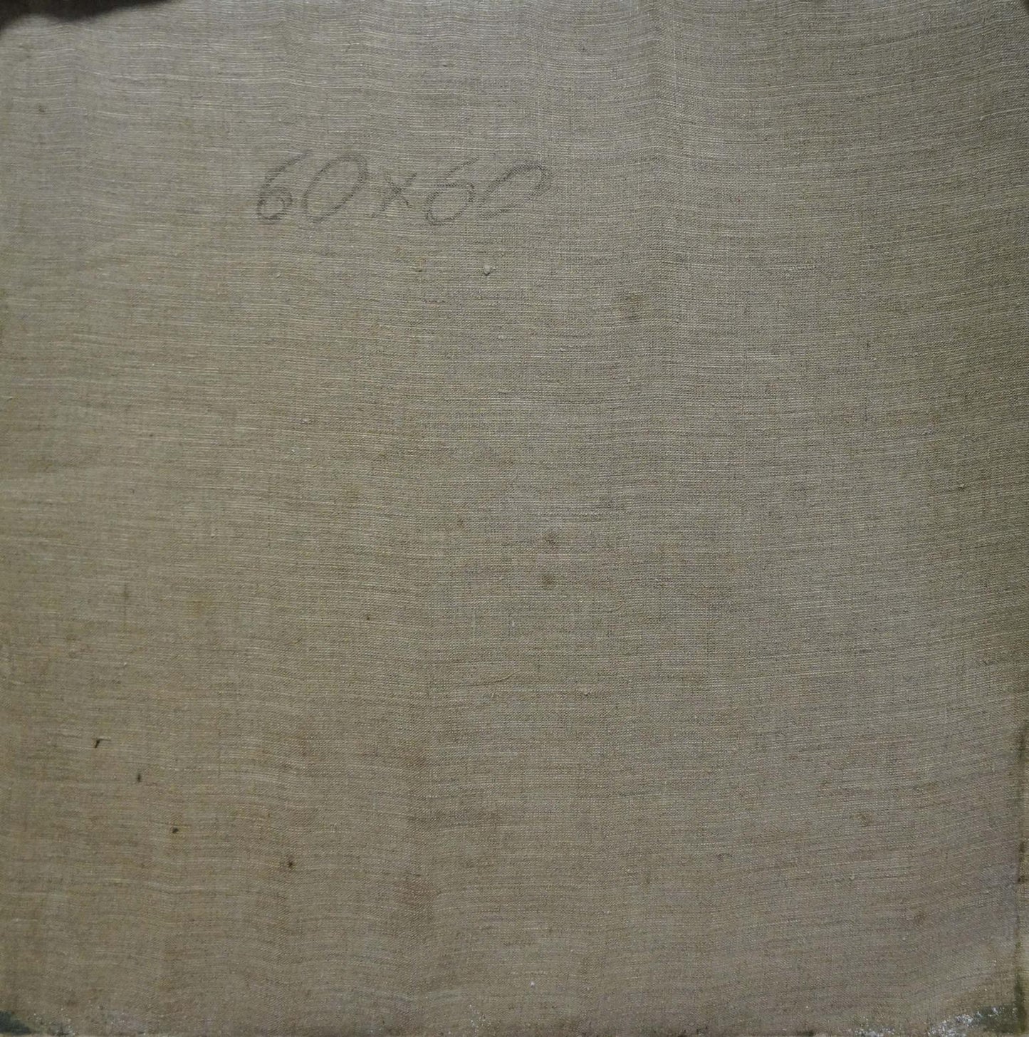 Back of Oil painting Autumn flowers Minka Alexander Fedorovich on 60x60 beige linen canvas