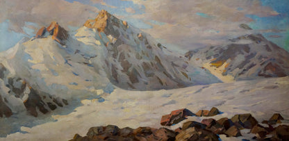 Oil painting by Sevets Victor Stepanovich: snow-capped mountain range