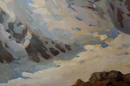 Oil painting by Sevets Victor Stepanovich: textured snowy mountain landscape