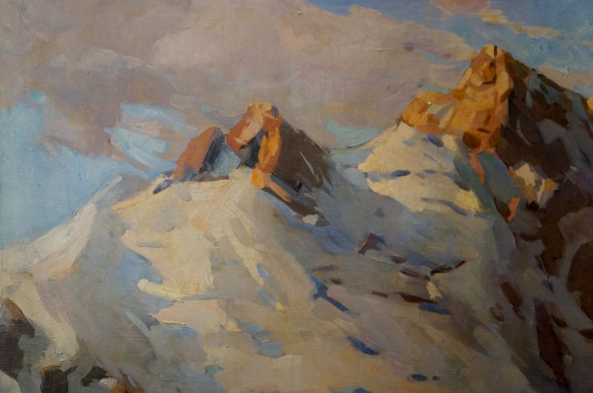 Oil painting by Sevets Victor Stepanovich: snow-capped mountain peaks