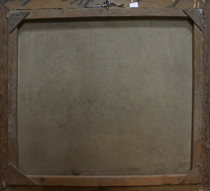 Back of Lilac oil painting by Alexander Khorov with wooden frame and beige canvas