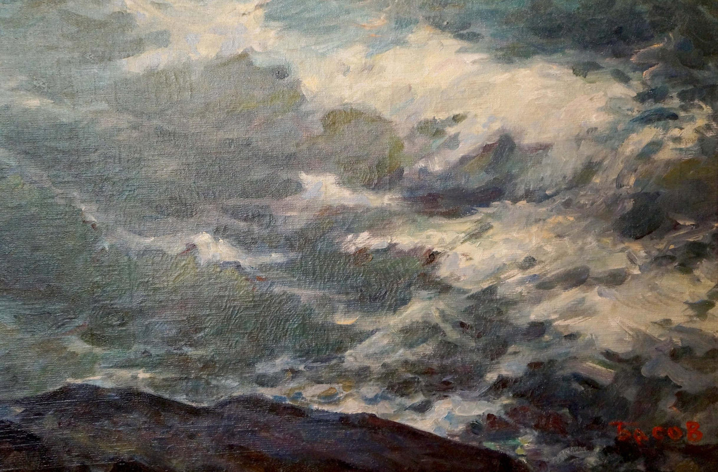 Stormy ocean waves oil painting by Basov Yakov Alexandrovich