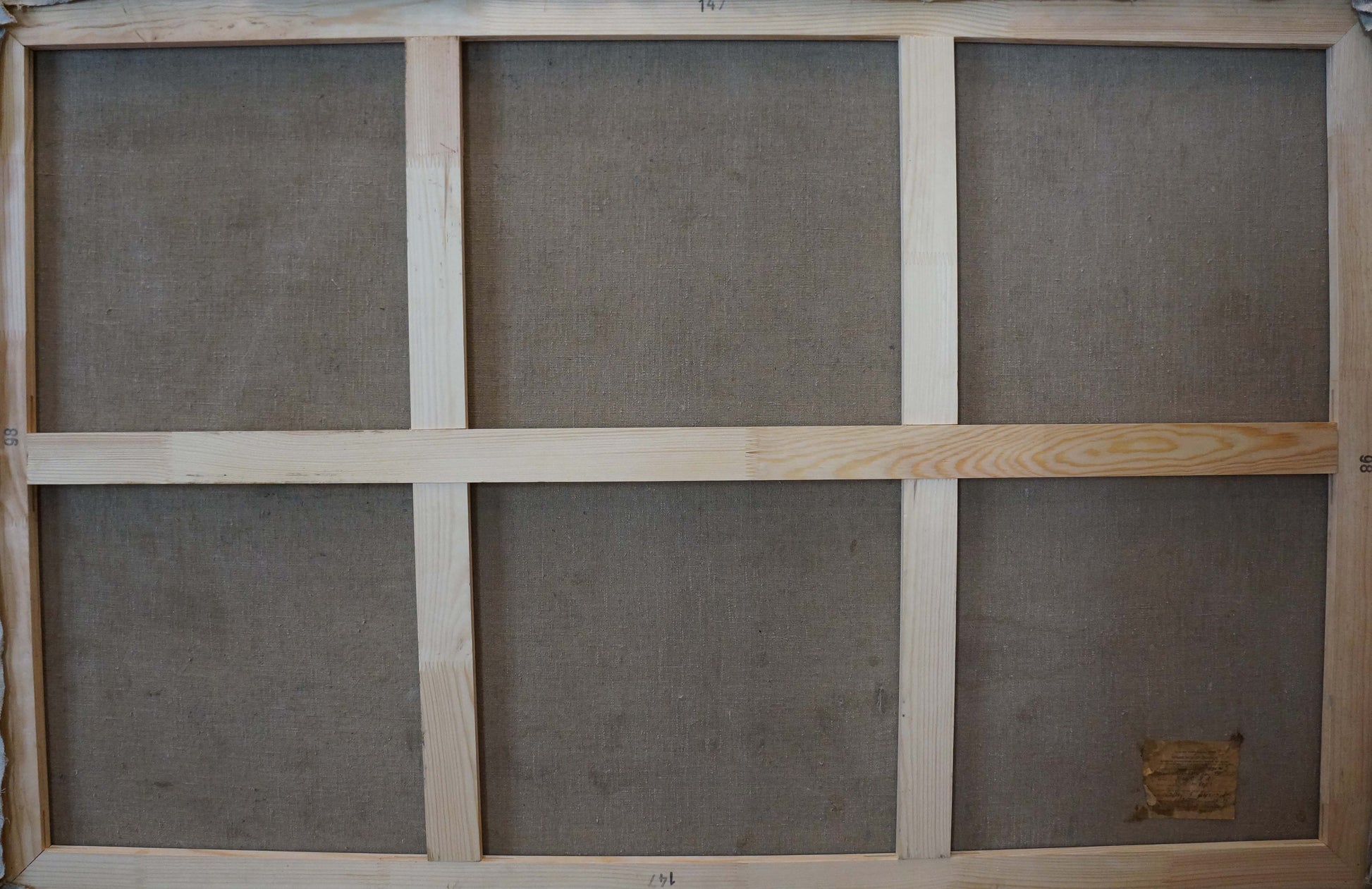 Back of Storm oil painting by Basov Yakov Alexandrovich with gray panels on wood frame