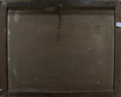 Weathered brown wooden frame for oil painting Is partying by unknown artist