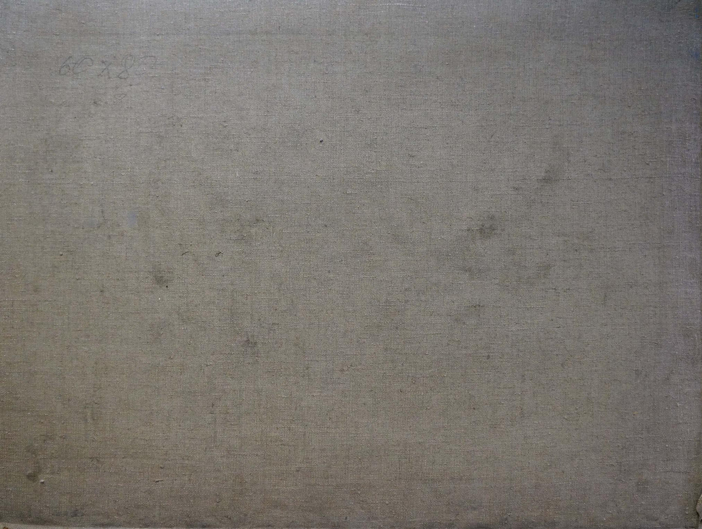 Textured muted gray canvas back of oil painting Village life in fields