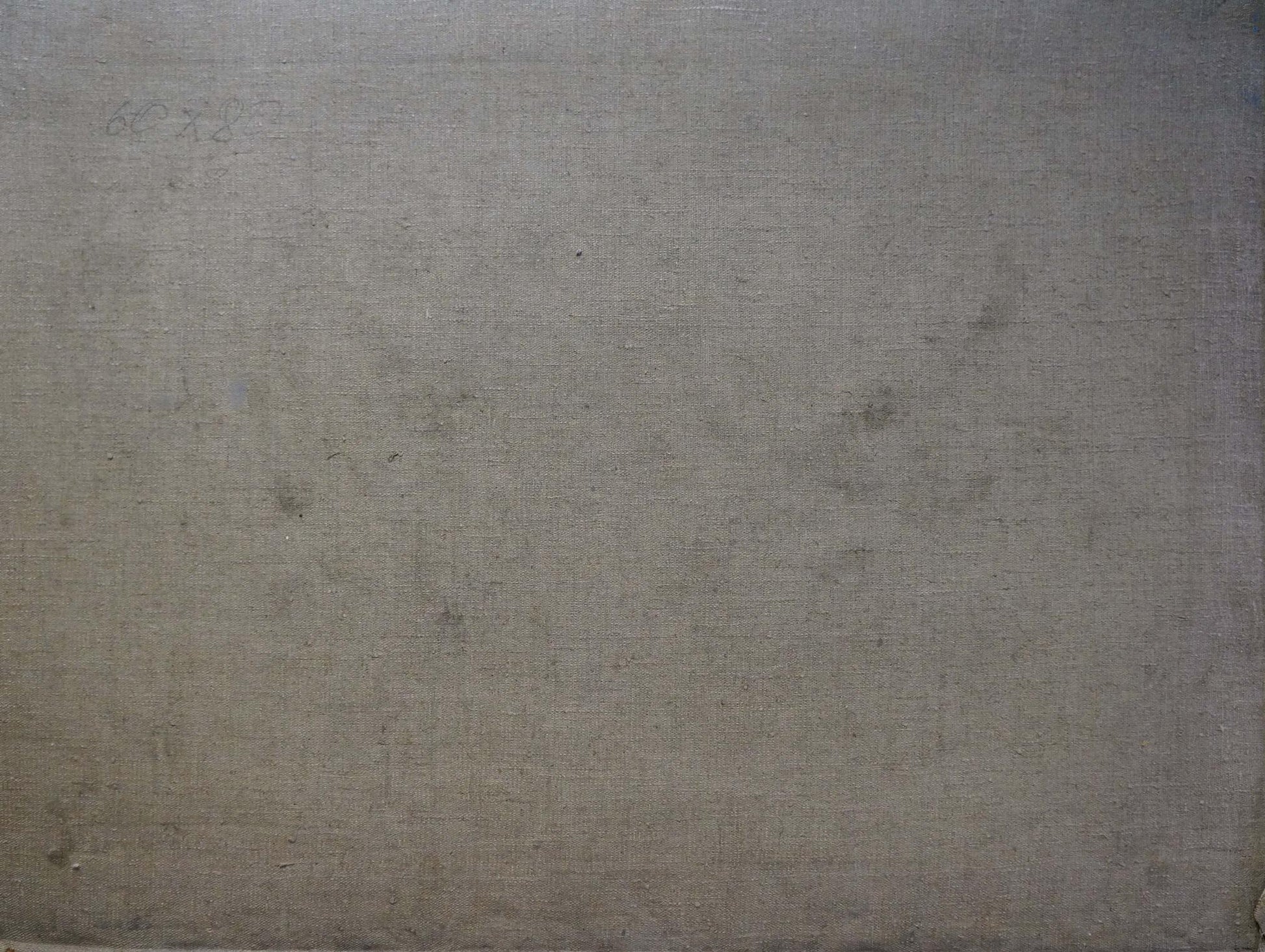Textured muted gray canvas back of oil painting Village life in fields