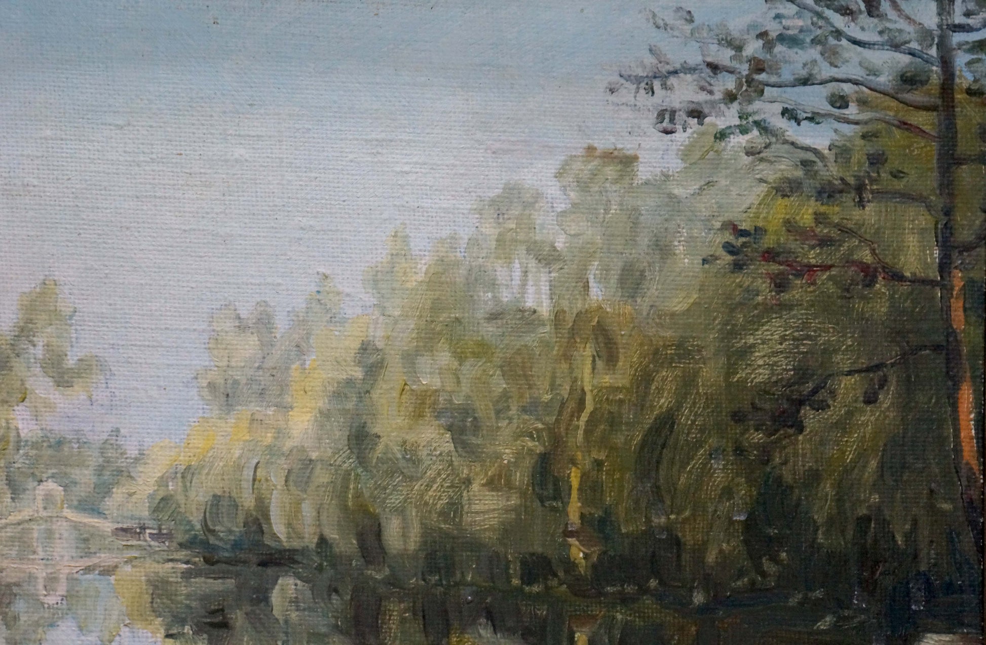 Quiet morning lakeside oil painting by Dukhnovsky Nikolay Ivanovich