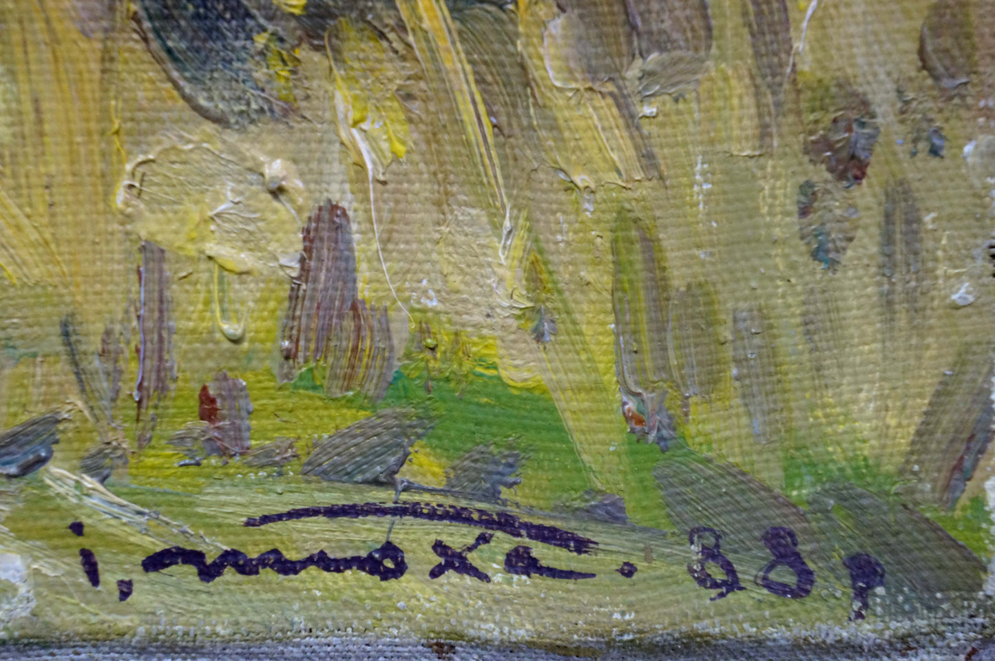 Oil painting Autumn by Tyukha Ivan Andreevich, textured yellow green impasto