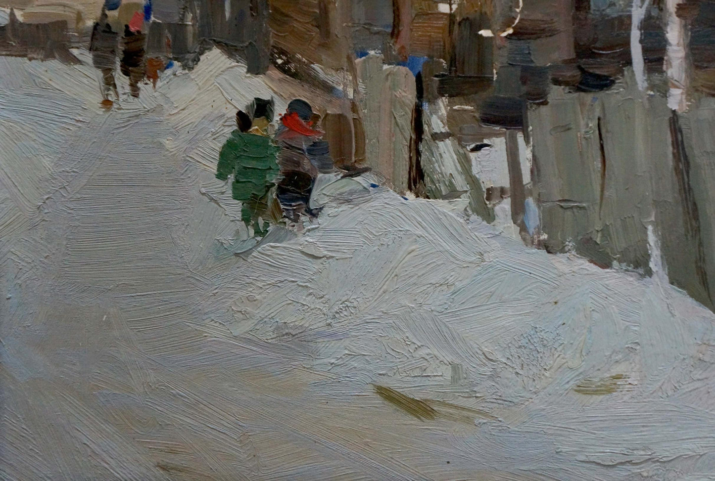 Oil painting of snowy village street by Andreev Nikolay Andreevich