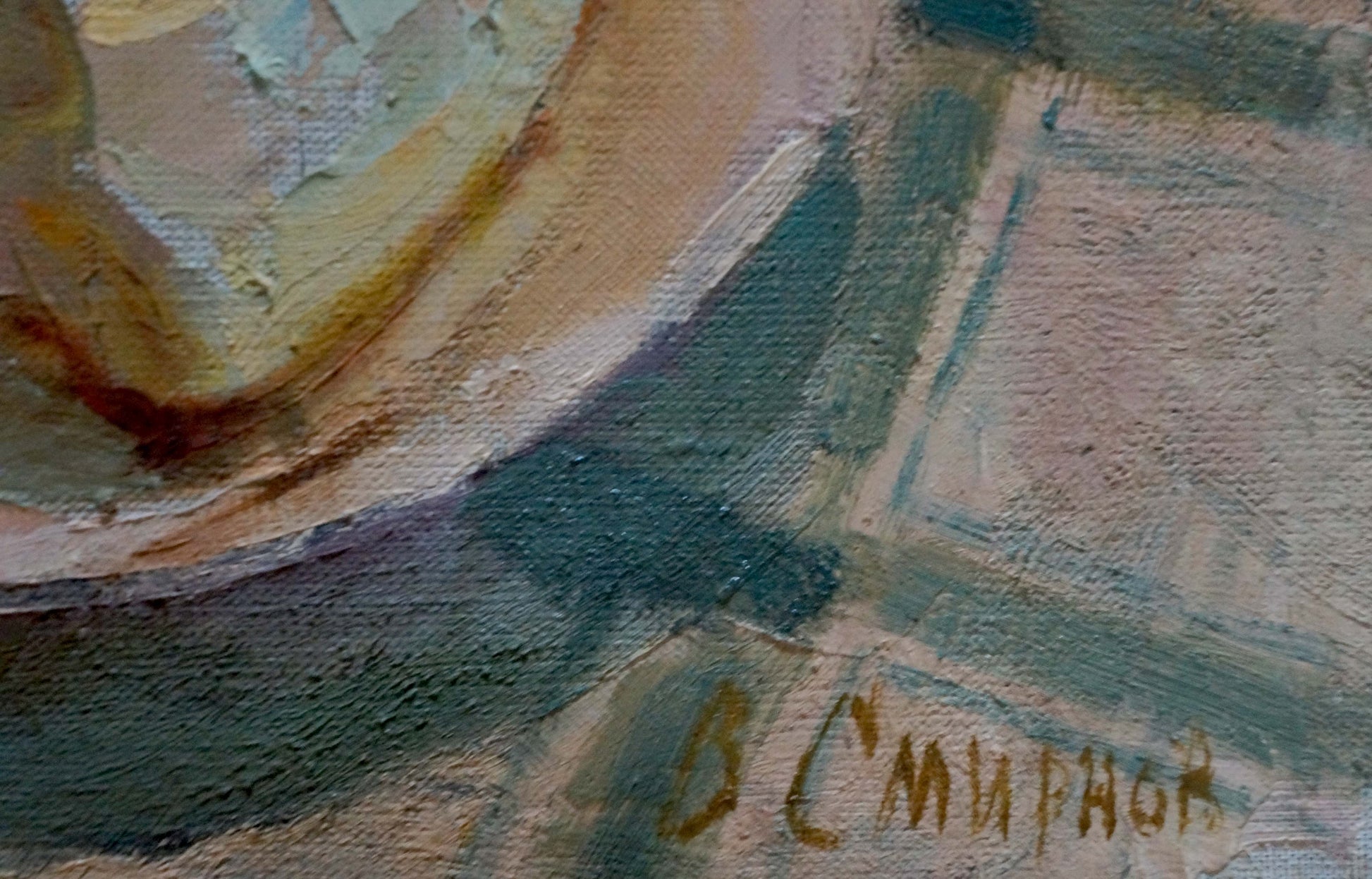 Oil painting Sweet Table by Smirnov Valentin Sergeevich in impasto earthy tones