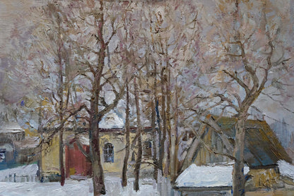 Oil painting Winter landscape by Eremin Boris Alexandrovich snowy village scene
