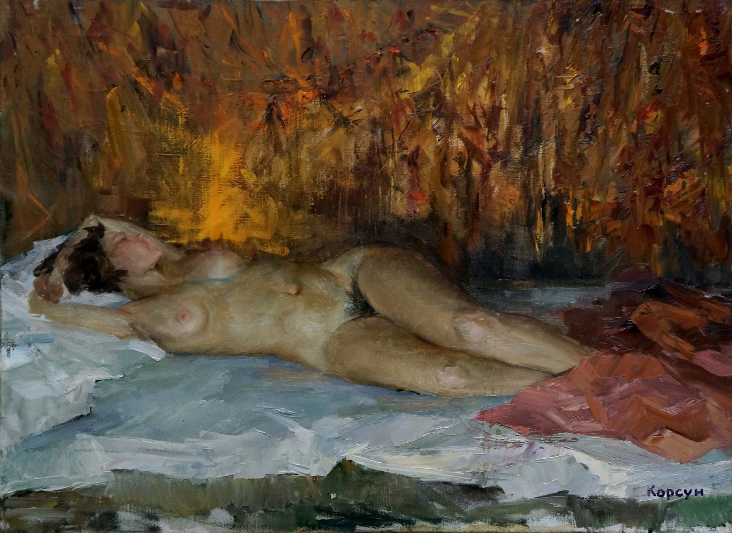 Nude sleeping girl oil painting by Korsun Leonid Vasilievich