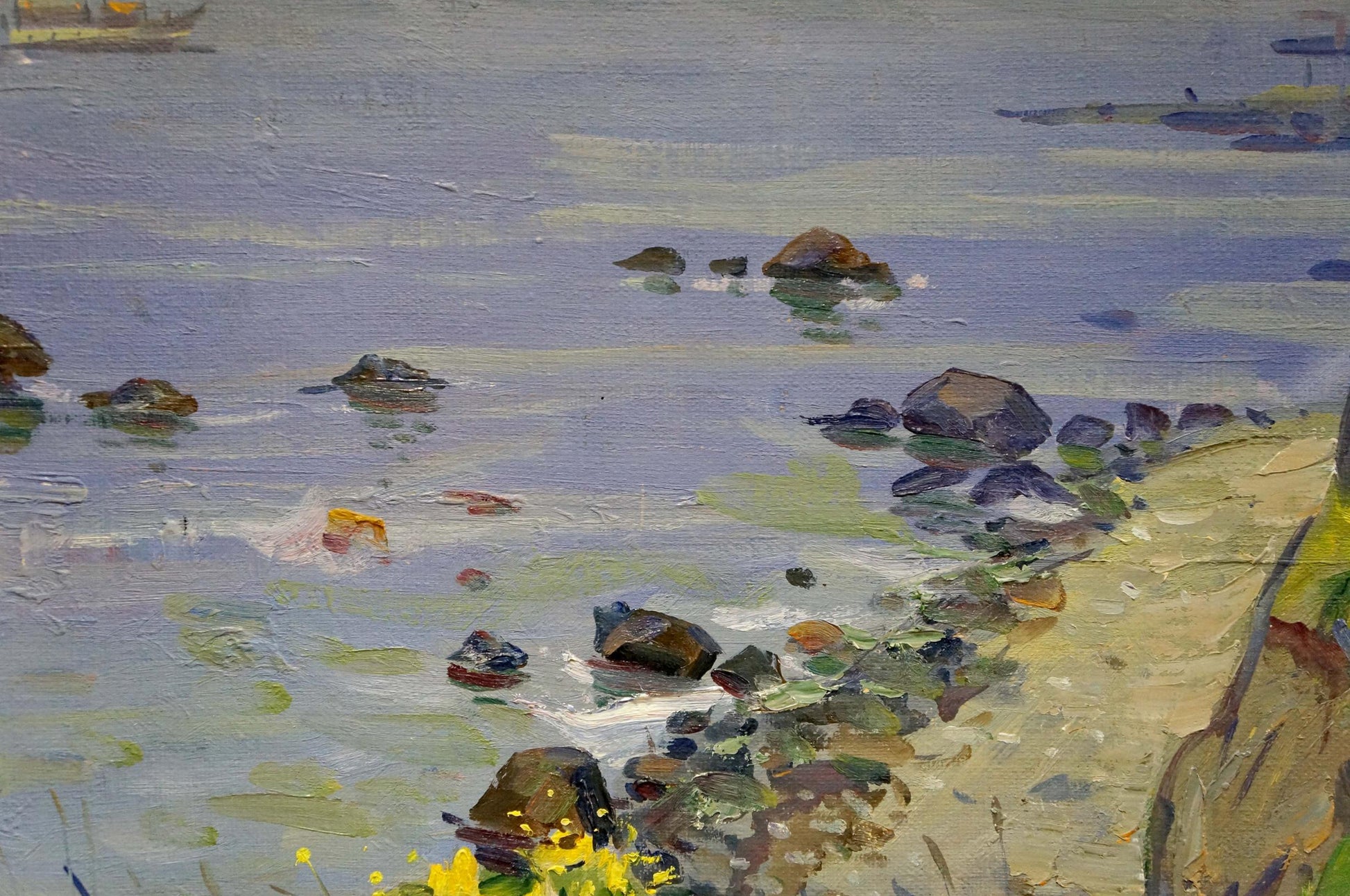 Oil painting by the sea by Tyukha Ivan Andreevich, tranquil shoreline