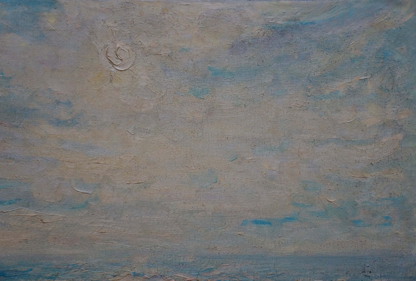 Oil painting Seascape by Sergey Basov with impressionistic pale blue sky