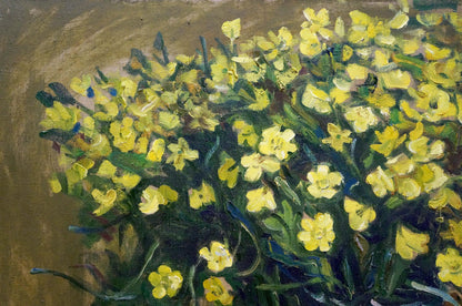 Vibrant yellow impressionistic flowers oil painting by Filippov Z. I