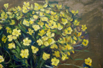 Impressionistic oil painting of vibrant yellow flowers by Filippov Z. I