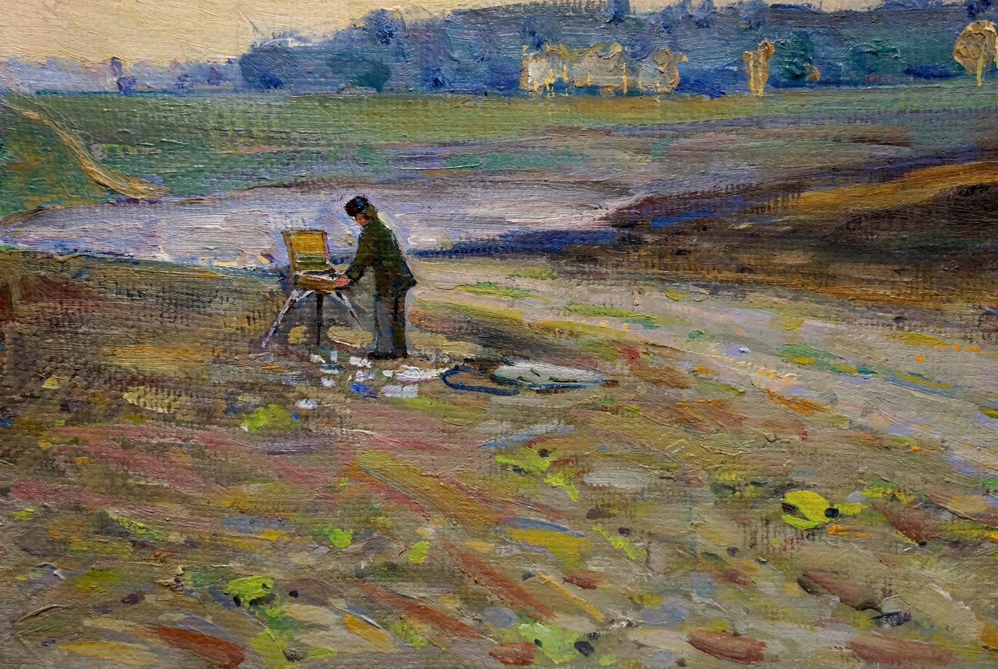 Oil painting Landscape in Sednev by Tyukha Ivan Andreevich, painter at easel